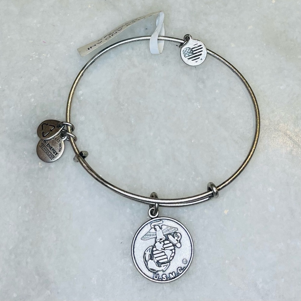 Alex and Ani NWT USMC Marine Corps Adjustable Bangle Charm Bracelet 619
